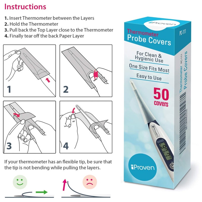 iProvn iProven Disposable Probe Covers for Oral Thermometer and Rectal Thermometer, 50 Count - iProven PC-111 - Image 3